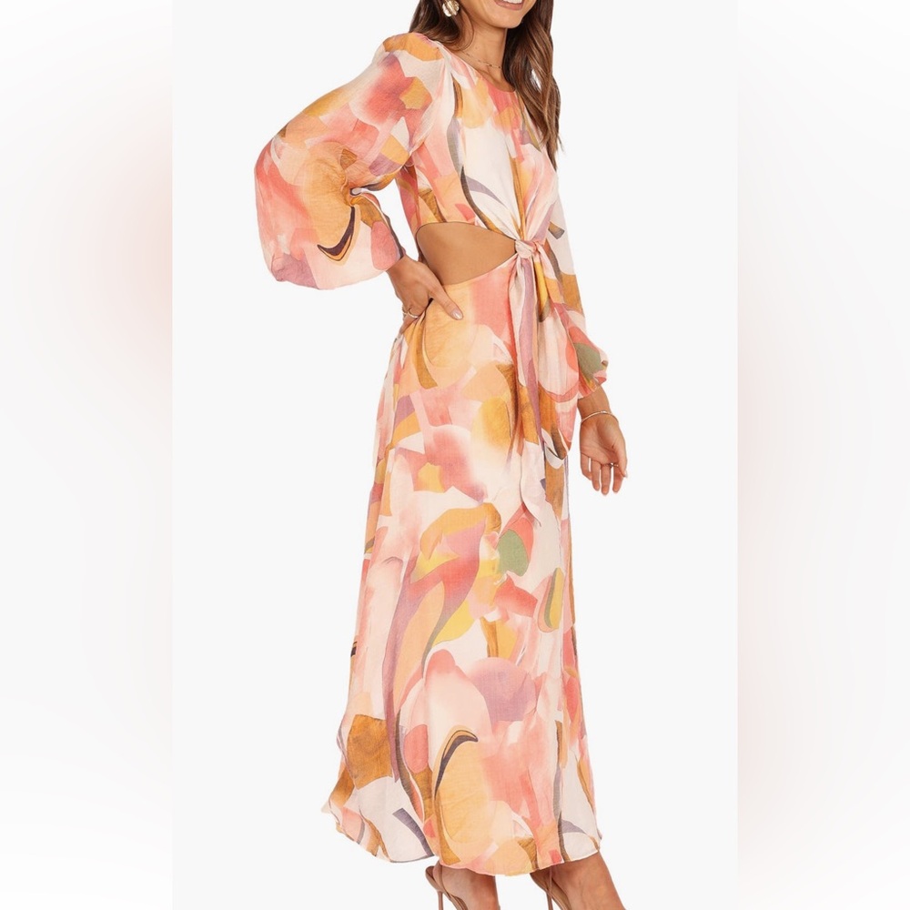 Petal& Pup Laquin Cutout Long Sleeve Maxi Dress